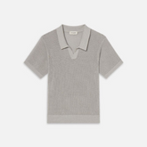 Open Weave Polo Sweater in Grey